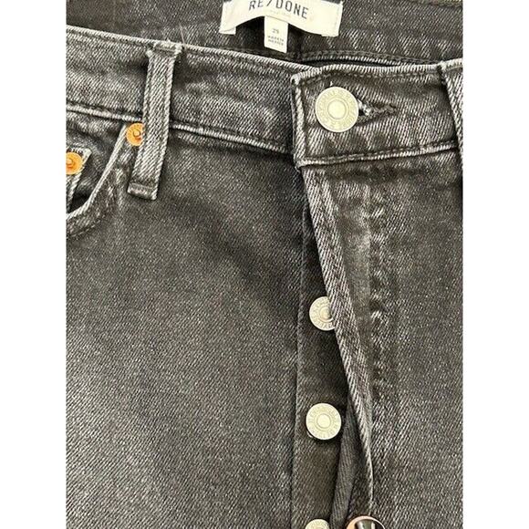 RE/DONE Womens 70s Stove Pipe Straight Leg Jeans Raw Hem Denim Black Size 29 NWT - Picture 4 of 12